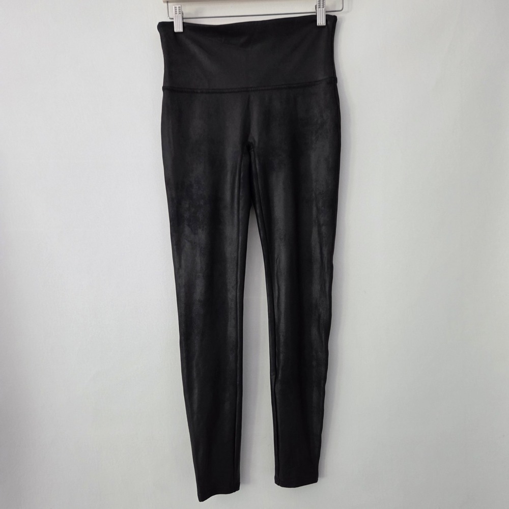 Spanx Leggings Black Faux Leather High Waisted Womens Large